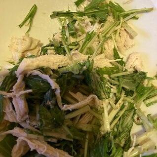 鶏胸肉の水菜サラダ